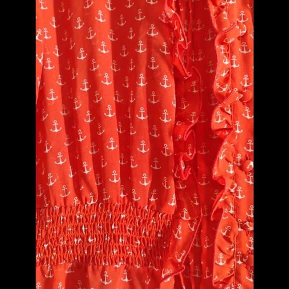 TORRID Plus Size 2 2X Shirt Top Red White Anchors Nautical Short Sleeve - Picture 3 of 7